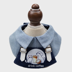 Denim Collar Pet Bandana With Cartoon Print