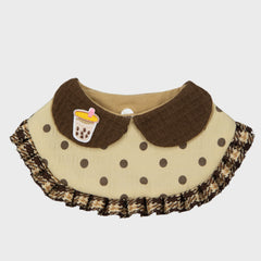 Polka Dot Milk Tea Embroidery Pet Bandana