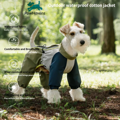 Full Coverage 4-Leg Dog Raincoat Windproof Waterproof Outdoor Dog Jacket