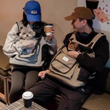 PawHavens 2-in-1 pet carrier backpack and front carrier for small dogs and cats, two people with pets in carriers