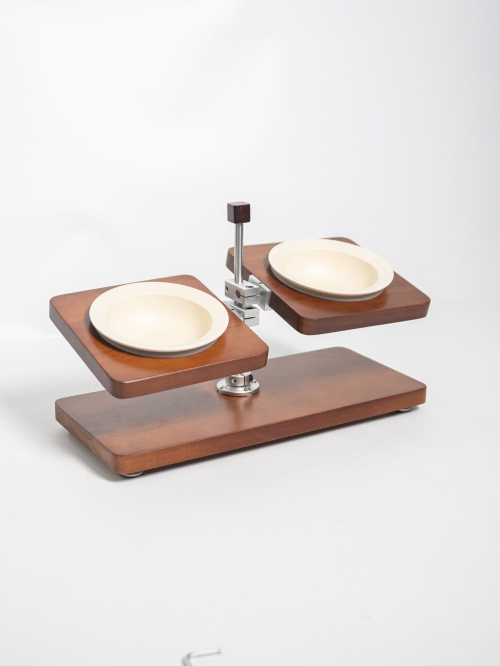 Raised Dog Feeder Adjustable Height Double Stand with Ceramic Bowls