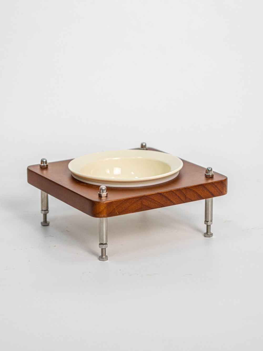 Adjustable Height Solid Wood Elevated Dog Bowl Stand