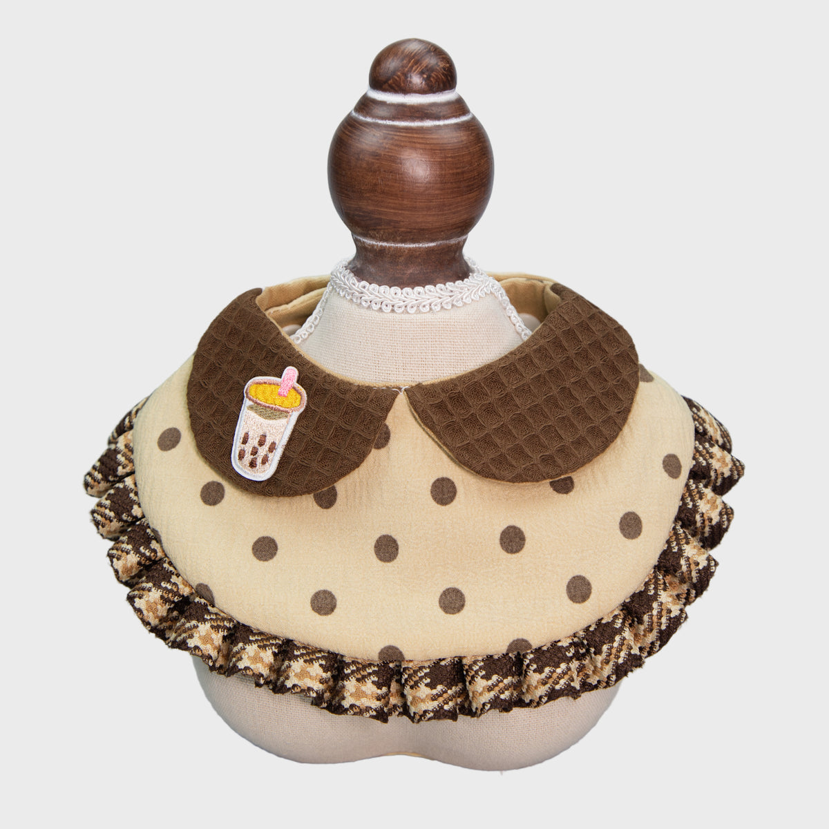 Polka Dot Milk Tea Embroidery Pet Bandana