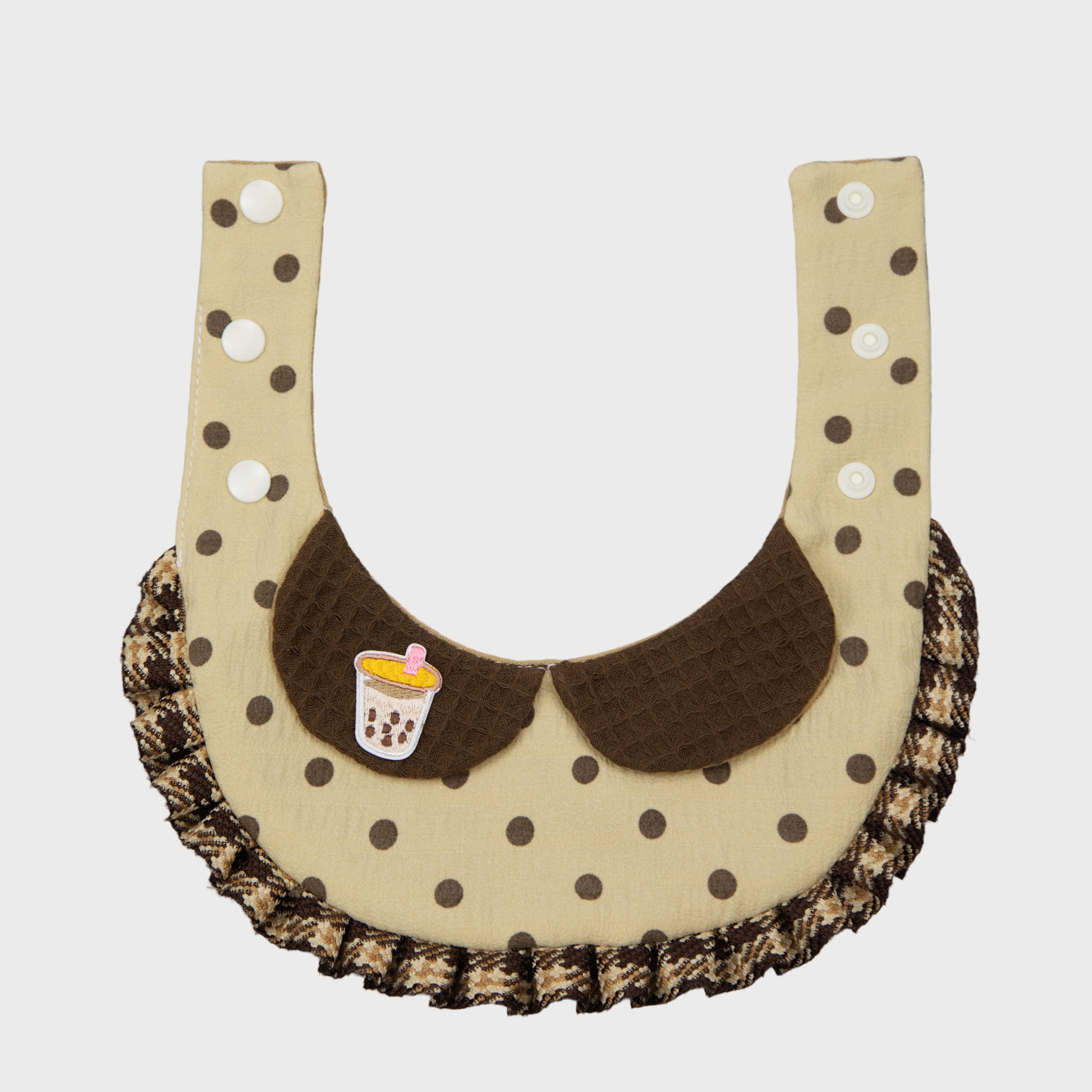Polka Dot Milk Tea Embroidery Pet Bandana