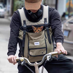 2-in-1 pet front carrier backpack worn while cycling, portable travel bag for small dogs and cats