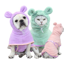Super Absorbent Coral Fleece Pet Bathrobe – Soft & Quick-Dry Towel Robe