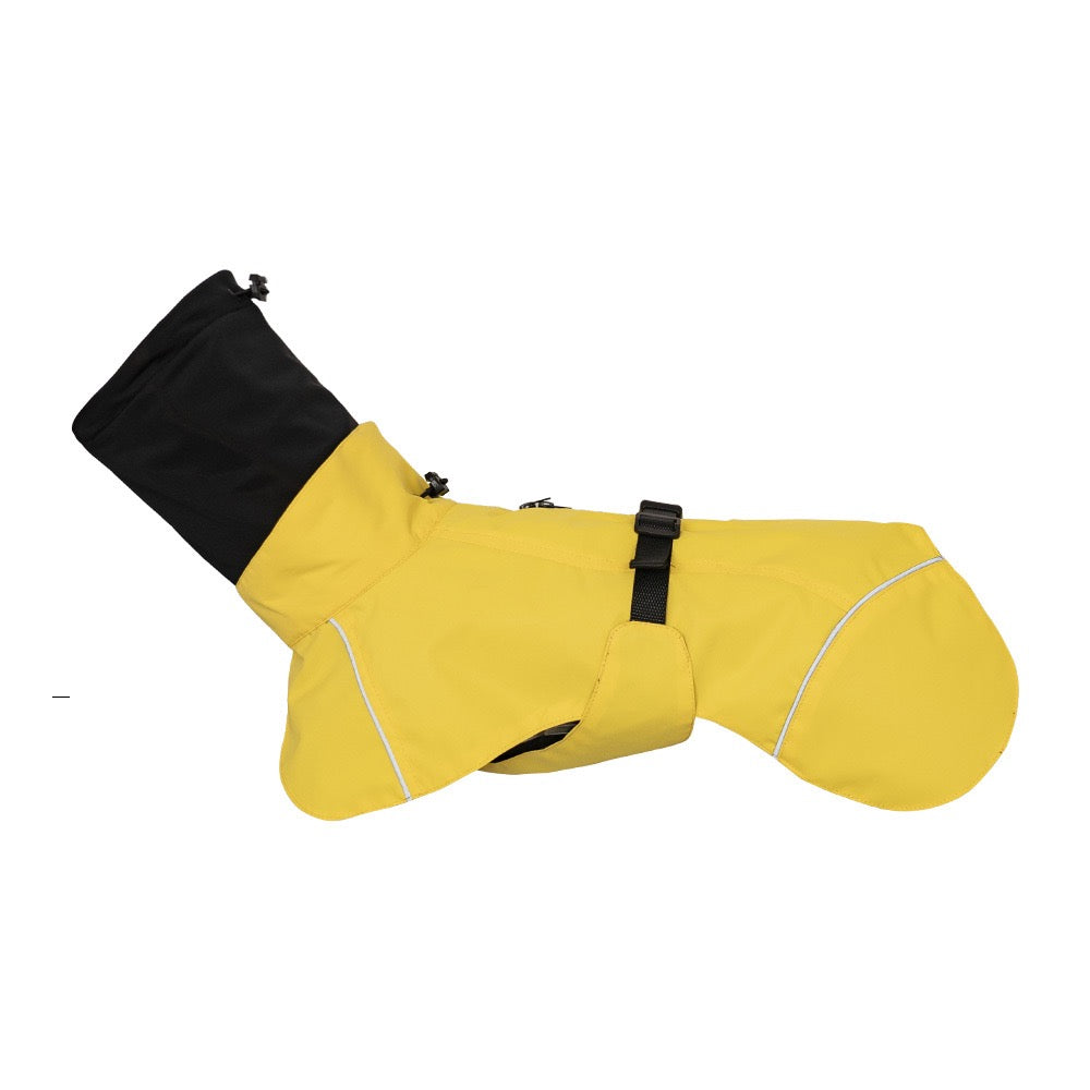 Full Coverage Dog Raincoat with High Collar and Reflective Trim