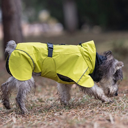 Full Coverage Dog Raincoat with High Collar and Reflective Trim
