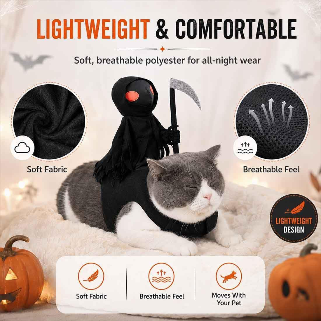 Halloween Grim Reaper Pet Costume for Dogs and Cats 丨Halloween Costume
