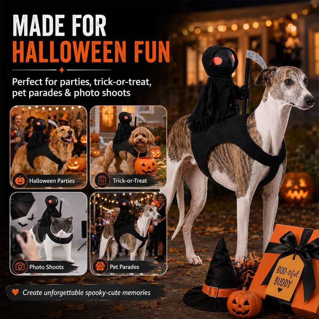 Halloween Grim Reaper Pet Costume for Dogs and Cats 丨Halloween Costume