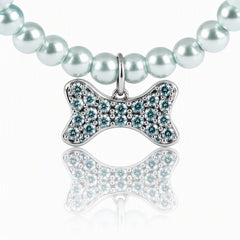 Pearl Pet Necklace with Crystal Bone Charm for Dogs and Cats