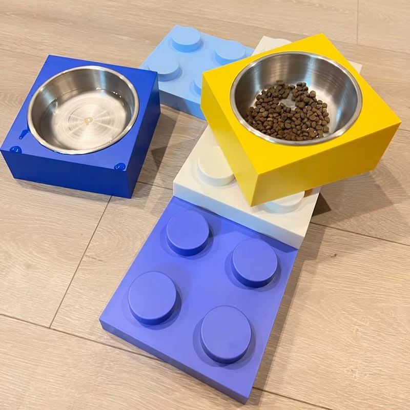 DIY custom modular building block pet feeding station, mix and match separate PawHavens pet feeder components for cats and dogs