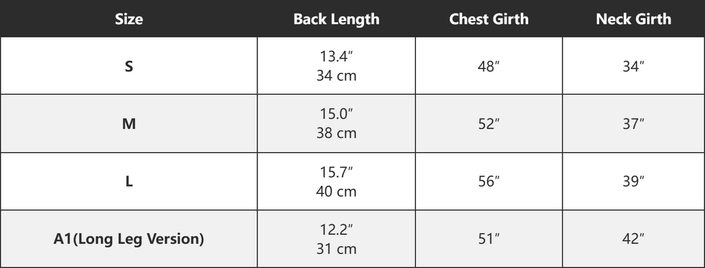 Dachshund dog raincoat size guide, measurement for back length, chest girth, neck girth for long body wiener dog four leg jacket