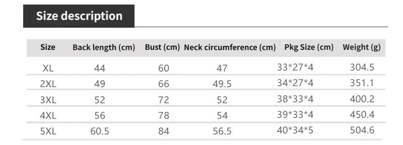 Size chart