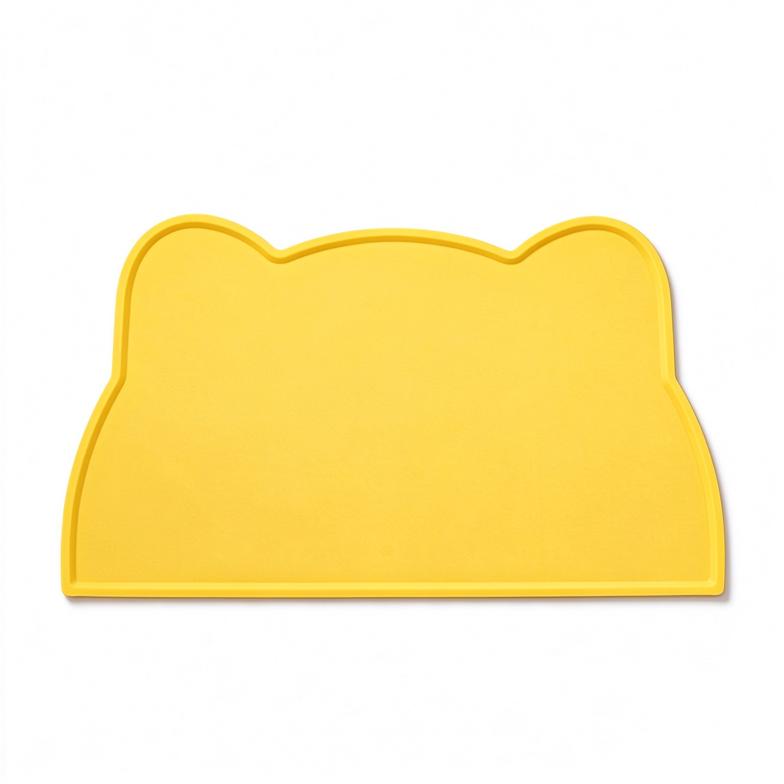 Solid bright yellow cat ear silicone pet feeding mat