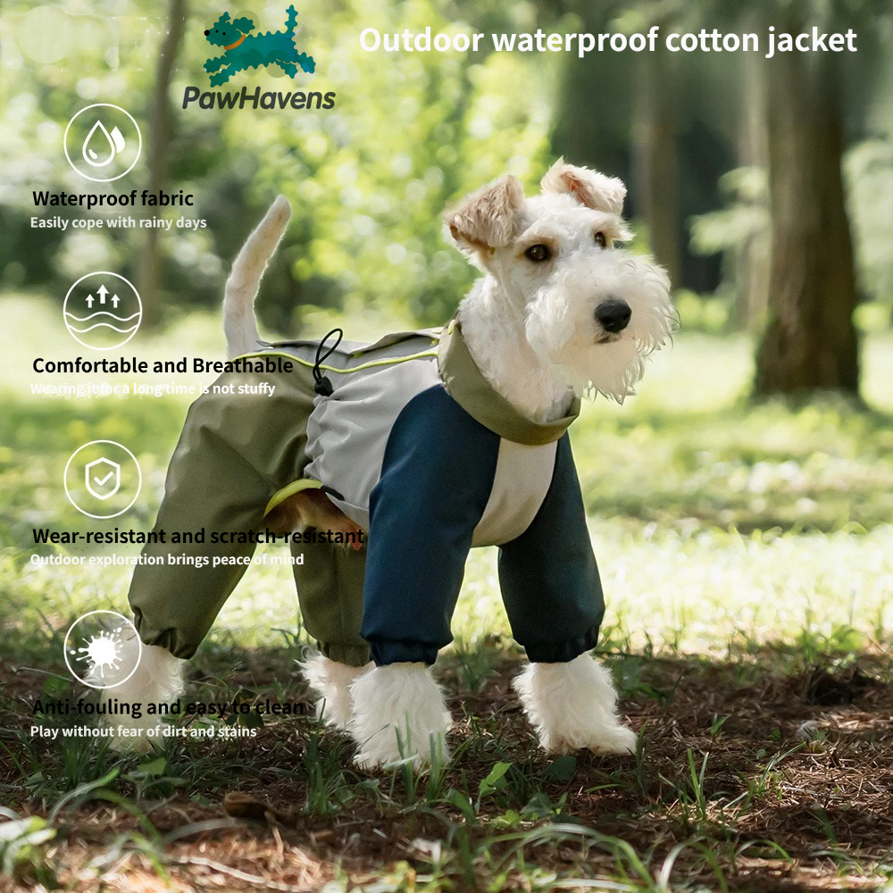 Full Coverage 4-Leg Dog Raincoat Windproof Waterproof Outdoor Dog Jacket