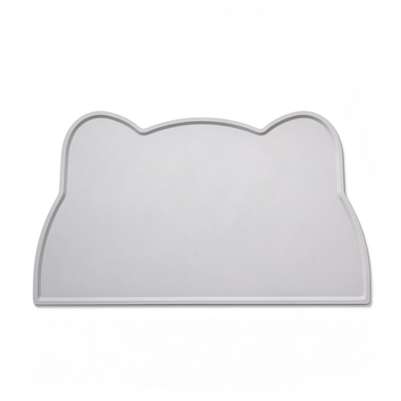 Solid gray cat ear silicone pet feeding mat