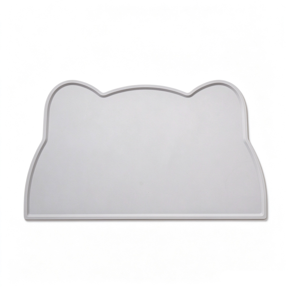 Solid gray cat ear silicone pet feeding mat