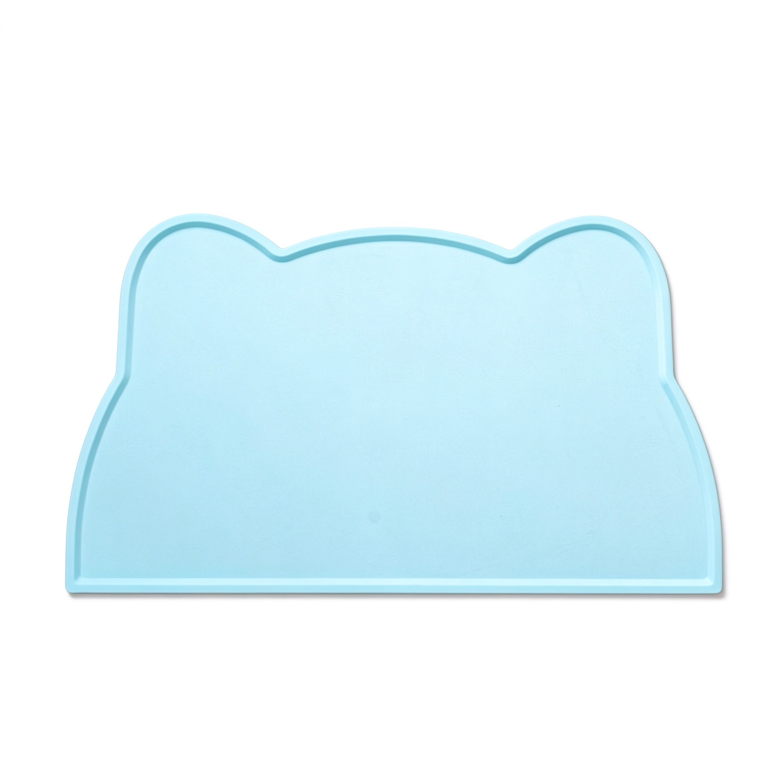 Solid light blue cat ear shaped silicone pet feeding mat
