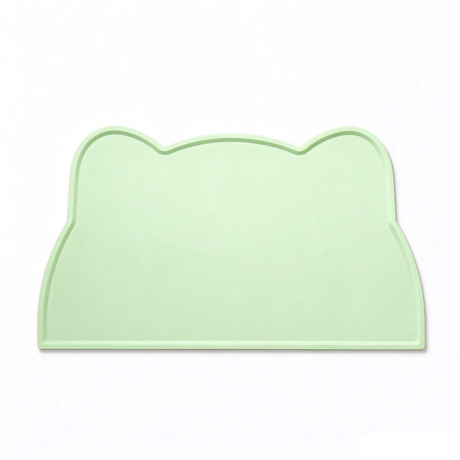 Solid light green cat ear silicone pet feeding mat