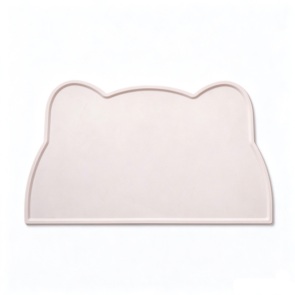 Solid off white cat ear silicone pet feeding mat