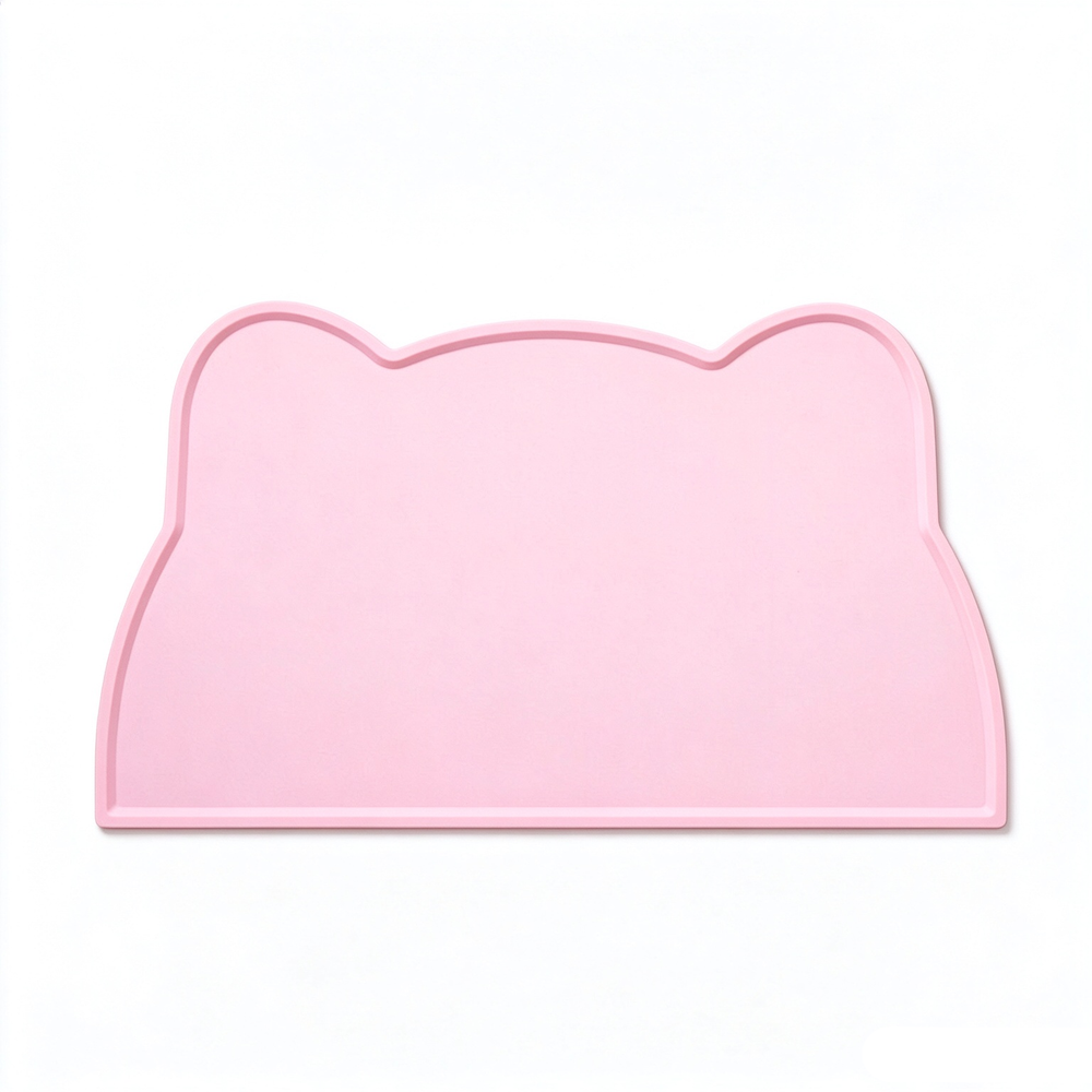 Solid soft pink cat ear silicone pet feeding mat