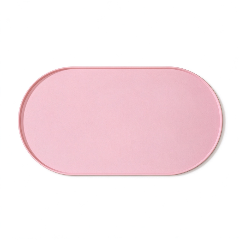 Pink silicone pet feeding mat for cat dog bowl