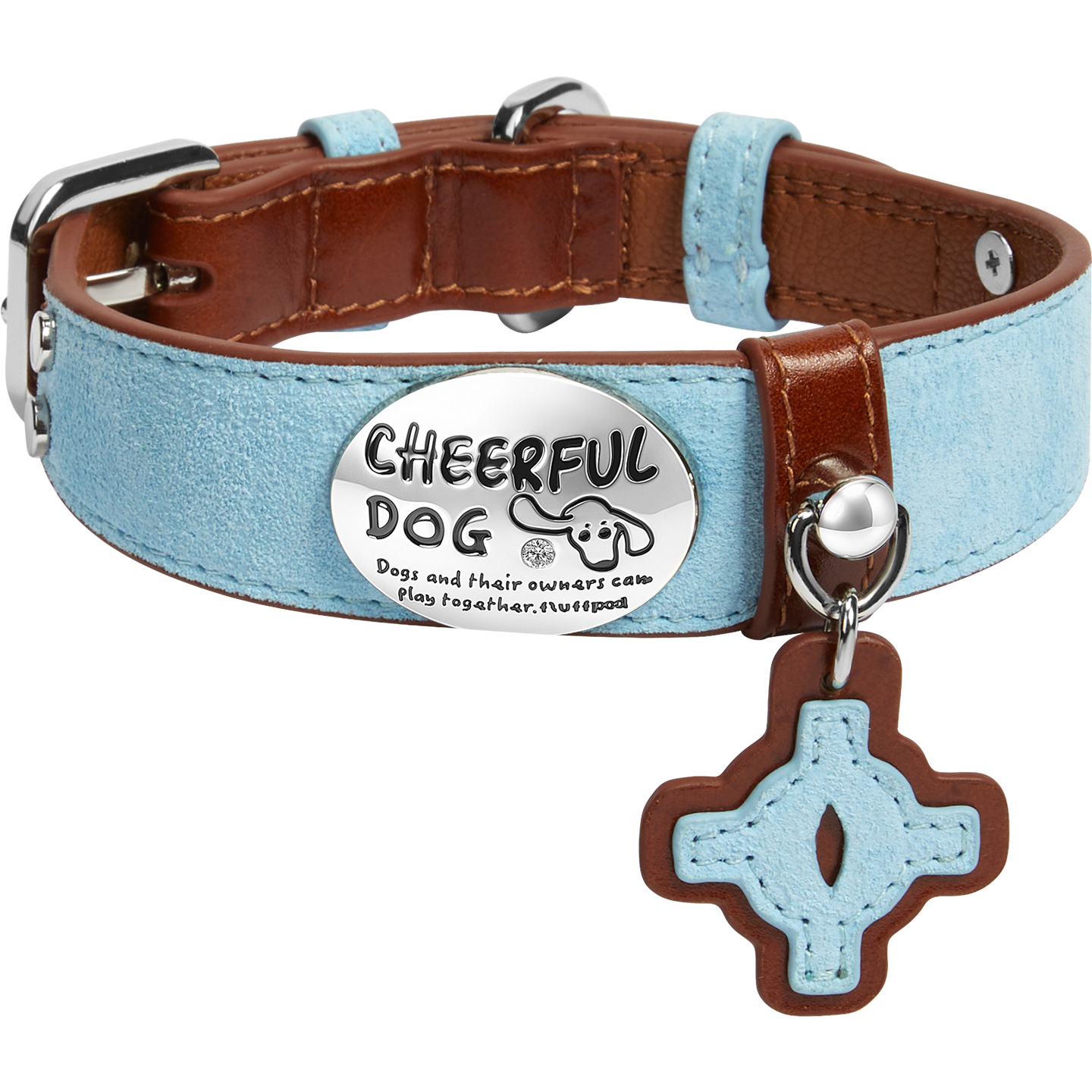 Genuine Leather Dog Collar and Leash Set with Premium Metal Hardware