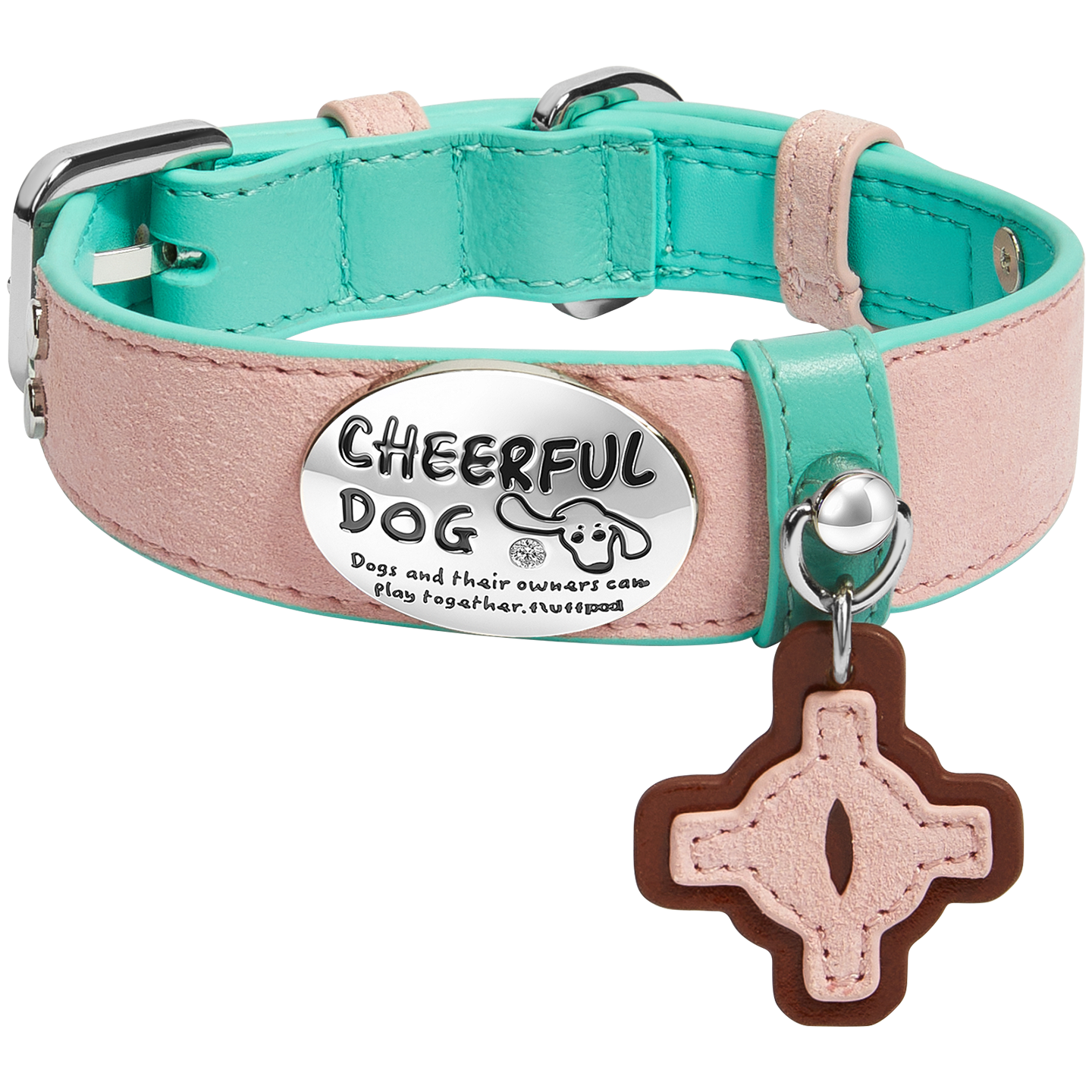 Genuine Leather Dog Collar and Leash Set with Premium Metal Hardware