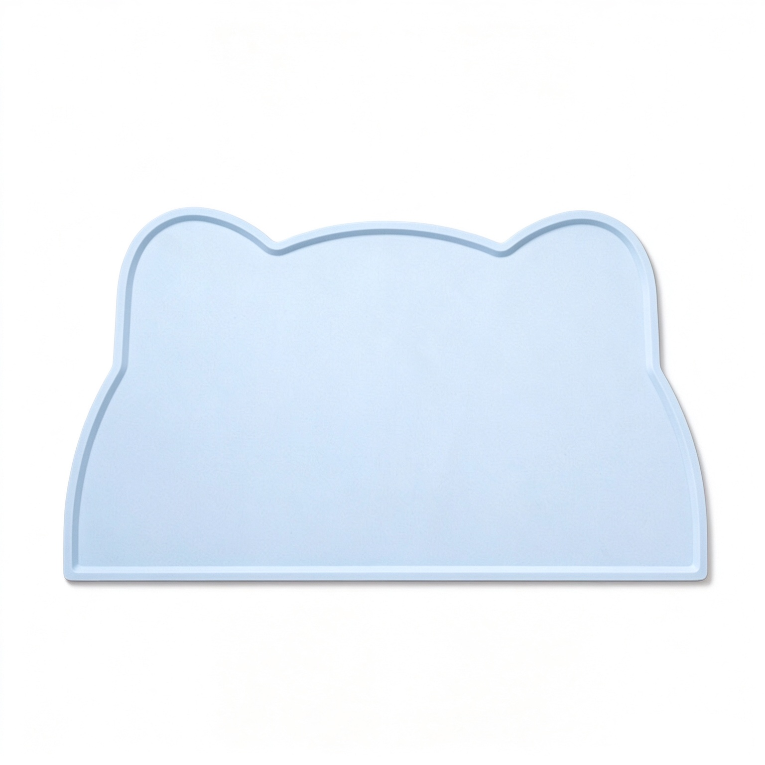 Solid sky blue cat ear silicone pet feeding mat