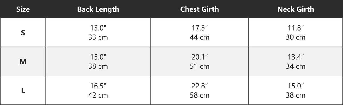Size chart
