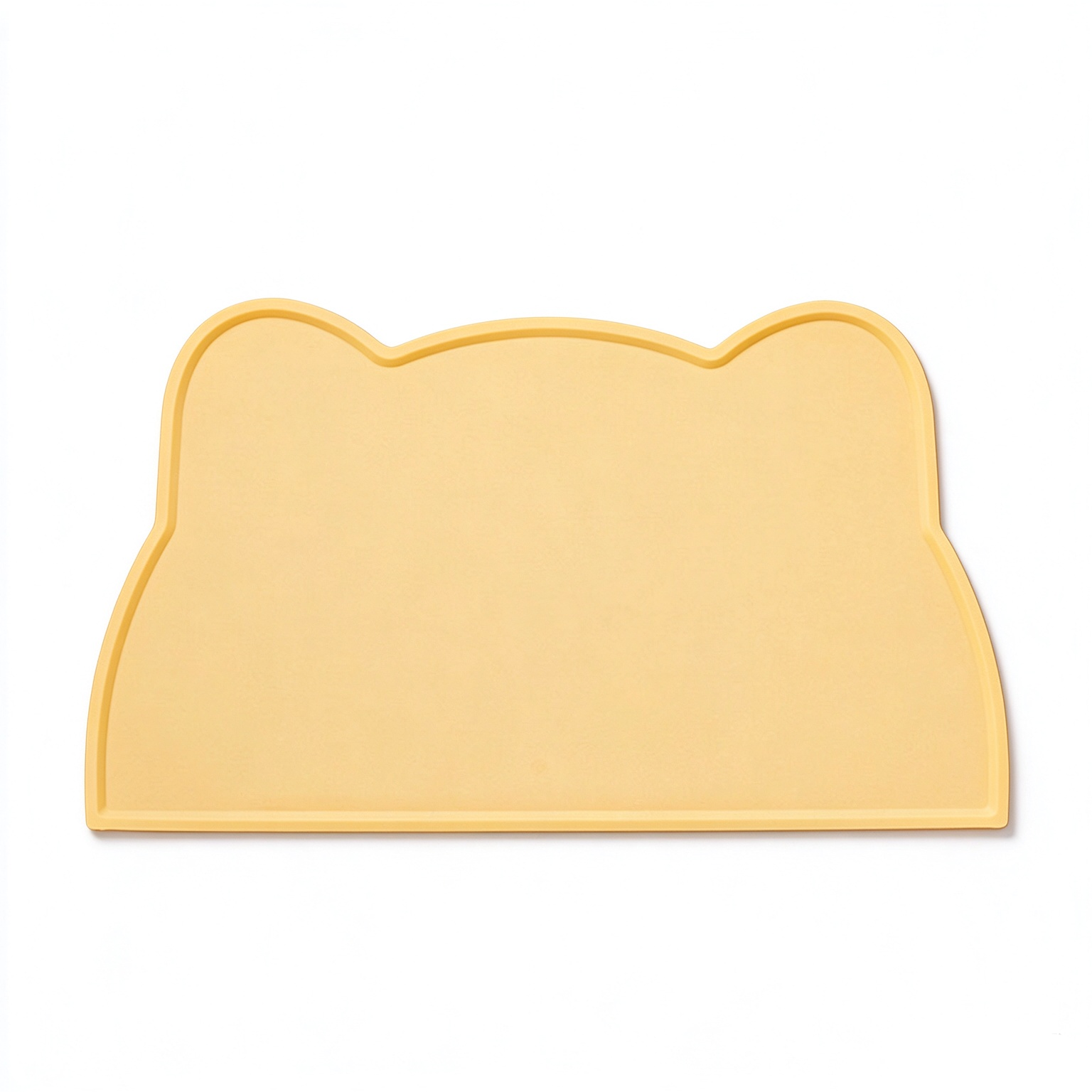 Solid yellow cat ear shaped silicone pet feeding mat