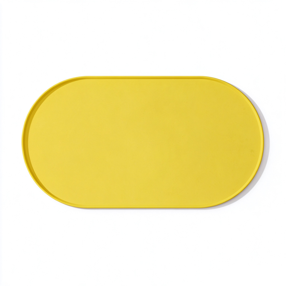 Solid yellow waterproof pet feeding mat